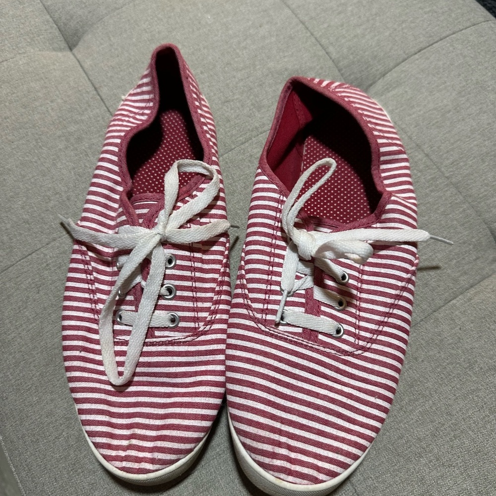 Striped Red and White Sneakers